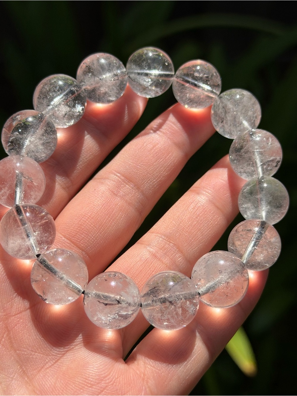 14mm Herkimer Diamond Beaded Stretch Bracelet 2066
